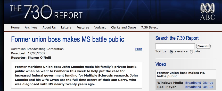 Kiss Goodbye to MS - 7.30 report, ABC